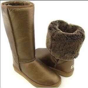 UGG Classic Women's Tall Metallic Sheepskin Boots/Shoes 8 Bronze 5823